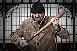 thug threatening with baseball bat
