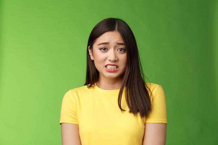 nervous shy anxious scared woman