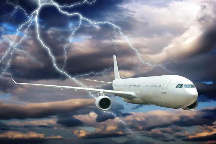airplane being struck by lightning