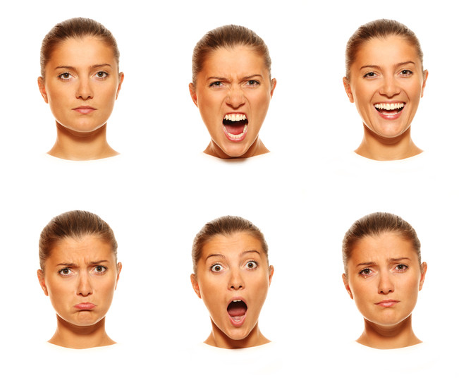 woman showing many facial emotions