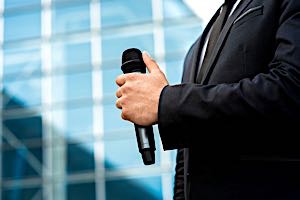 Man holding microphone