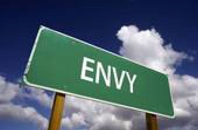 Highway sign with the word envy on it