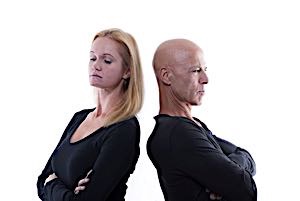 man and woman giving each other the cold shoulder