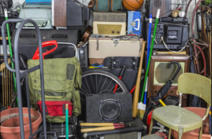 garage filled with junk