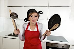 stay at home mom overcome with kitchen tasks