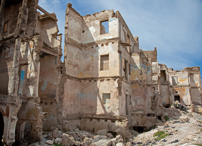 building in ruins after war
