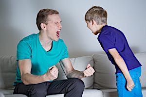 father son angry yelling fight