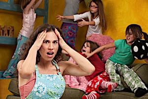 frustrated mom with over active kids