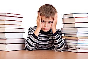 Angry boy won't do homework