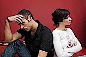 Frustrated man can't convince a resistive woman