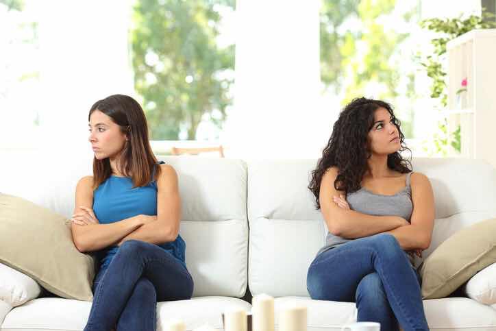 two girls not speaking to each other
