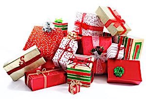 pile of wrapped gifts