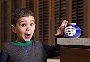 young boy caught with hands in cookie jar