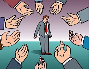 Many hands looking for favors