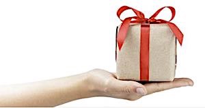 woman holding a gift