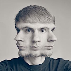 many different faces on a man