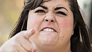 angry woman pointing finger 