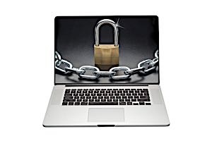 computer chained closed