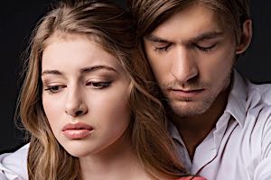 depressed sad man and woman