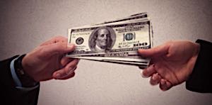 man spending lots of money
